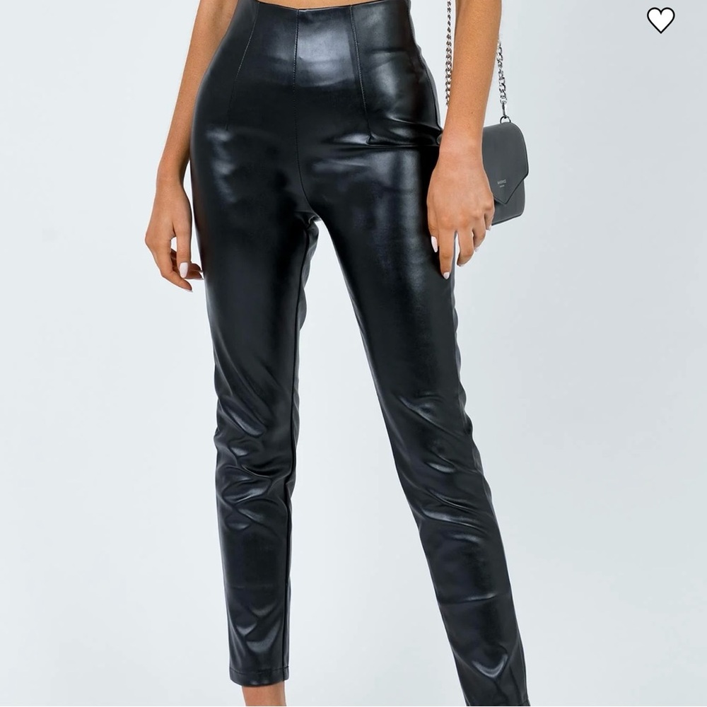 Princess Polly Lyra Pants Faux Leather Black size 4